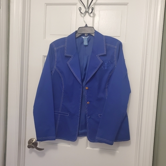 Koret Blue With White Stitching Lightweight Blazer Size Medium, Preppy - Picture 9 of 10
